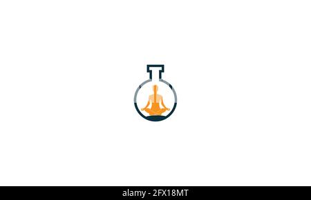 Meditation Yoga Symbol in Lab Flask Logo Design Illustration Vektor Vorlage Stock Vektor