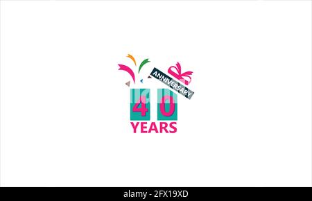 Logo zum 40-jährigen Jubiläum mit mehrzeiligen Geschenken für die Feier, Grußkarte, Einladung und Symbol für die Hochzeitsfeier Stock Vektor
