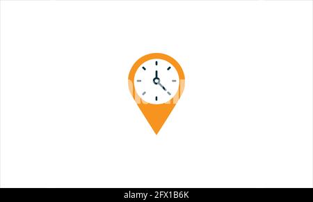 Standort Uhr Vektor Symbol Logo Silhouette Stil Vektor Illustration Vorlage Stock Vektor