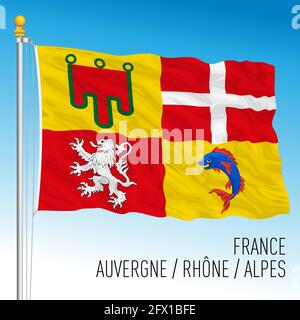 Auvergne Rhone Alpes Regionalflagge, Frankreich, Europäische Union, Vektorgrafik Stock Vektor