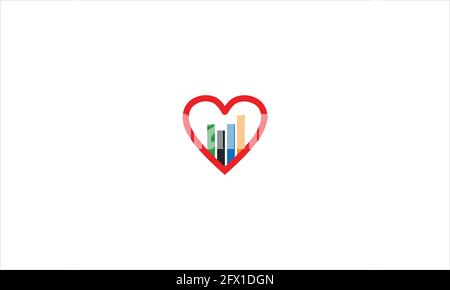 Herz Balkendiagramm Business Chart Symbol Logo Vektor Design-Vorlage Stock Vektor