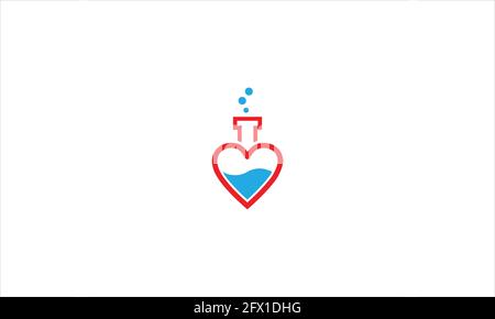 Herzform-Laborflask oder „Love Science“-Icon-Logo in Vektor-Illustration mit flachem Design Stock Vektor