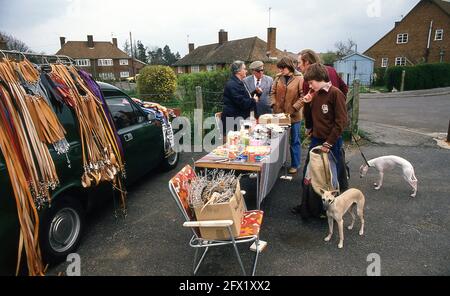 Whippet Racing im Andover Whippet Racing Club 1980 Stockfoto