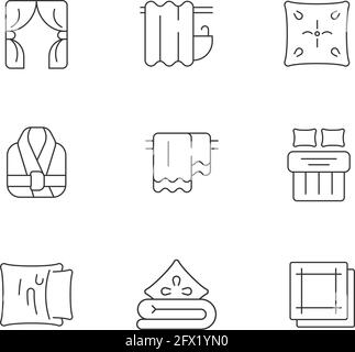 Home textile Produkte lineare Icons Set Stock Vektor