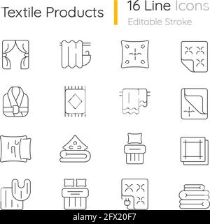Textile Produkte lineare Symbole gesetzt Stock Vektor