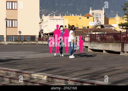 Vorbereitungen für die Feier des Dia de La Familia, Familientag, auf der Plaza de la Constitucion in La Orotava, Teneriffa, Kanarische Inseln, Spanien Stockfoto