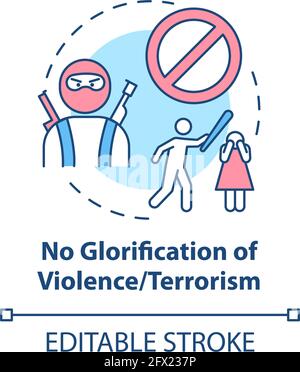 Keine Gewalt und Terrorismus Verherrlichung Konzept Ikone Stock Vektor