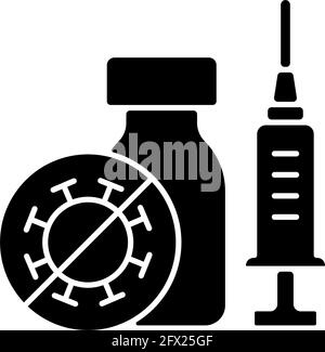 Schwarzes Glyphensymbol für Covid-Impfung Stock Vektor