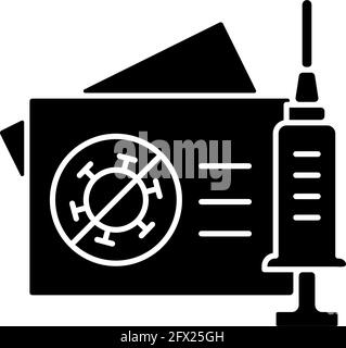 Impfkarte, schwarzes Glyphensymbol Stock Vektor