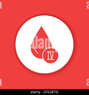 4 Symbol für die Farbglyphe der Blutgruppe. Spende, Wohltätigkeitskonzept. Blutbanken-Transfusion. Piktogramm für Web, mobile App, Promo. Bearbeitbare Kontur. Stock Vektor