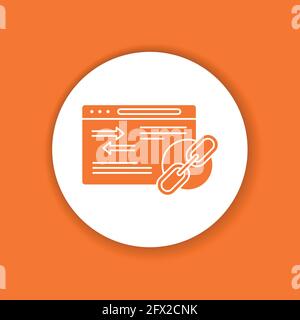 Symbol für die Glyphe der Verknüpfungsbildung. Digitales Marketingschild. Verbindungslink-Vektor-Piktogramm. SEO-Optimierung. Schaltfläche für Webseite, mobile App, Promo. Edita Stock Vektor