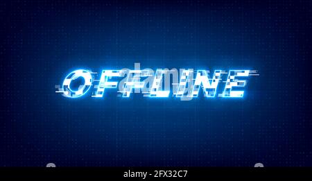 Banner für das Offline-Zucken von Pants. Leuchtender Offline-Titel mit Verzerrungseffekt für Streaming-Bildschirm. Streamen Sie den Gaming-Hintergrund mit blauem Leuchten. Vektor Stock Vektor