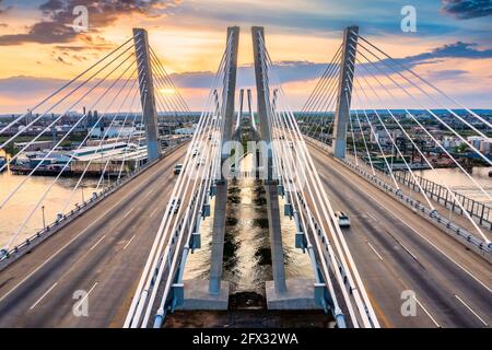 Luftaufnahme der New Goethals Bridge Stockfoto