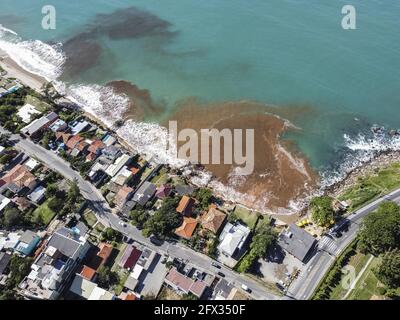 Florianópolis, SC - 24-05-2021 - Meio Ambiente - Maré alta derruba muros e adentra propriedades no Morro das Pedras. O Avanço do mar destruiu muros e Stockfoto