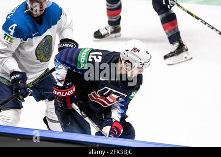 Arena Riga, Riga, Lettland, 25. Mai 2021, Moore Trevor (USA) während der Weltmeisterschaft 2021 - USA vs Kasachstan, Eishockey - Foto Andrea Re / LM Stockfoto