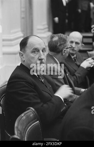 Minister LUNs während seiner Rede im Repräsentantenhaus zur EWG-Frage, 31. Januar 1963, Niederlande, Foto der Presseagentur des 20. Jahrhunderts, zu erinnerende Nachrichten, Dokumentarfilm, historische Fotografie 1945-1990, visuelle Geschichten, Menschliche Geschichte des zwanzigsten Jahrhunderts, Momente in der Zeit festzuhalten Stockfoto