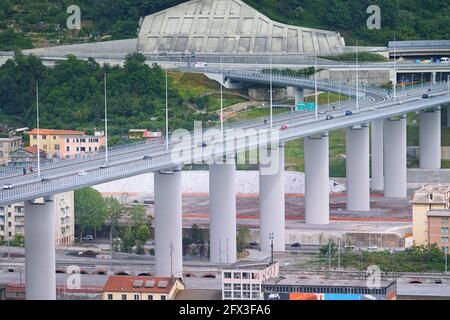 San Giorgio Brücke, neue Autobahn in Genua, Italien. Stockfoto