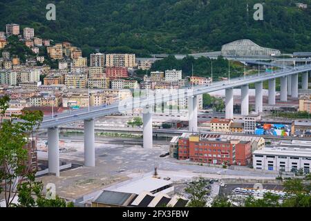 San Giorgio Brücke, neue Autobahn in Genua, Italien. Stockfoto