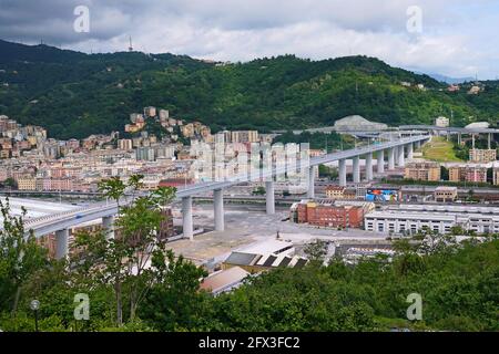 San Giorgio Brücke, neue Autobahn in Genua, Italien. Stockfoto