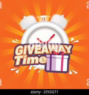 Werbegeschenk. Geschenkbox mit Werbegeschenk-Text vor der klingelnden Uhr. Vektorgrafik Banner Stock Vektor