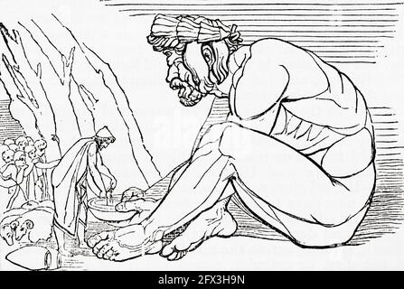 Odysseus und Polyphemos, König der Zyklopen. Aus A Popular History of Greece, veröffentlicht 1887. Stockfoto
