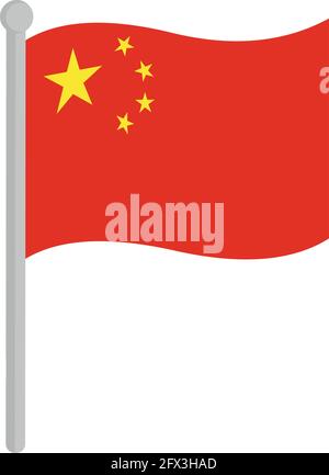 Vektordarstellung der Flagge chinas auf einem Mast Stock Vektor