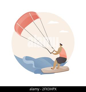 Abstrakte Konzept Vektor Illustration Kitesurfen. Stock Vektor