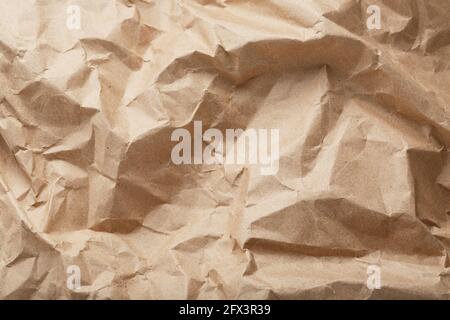 Handwerk zerknittertes Papier als Textur-Hintergrund. Vollbild Stockfoto