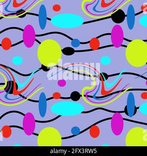 Abstrakter mehrfarbiger Hintergrund mit Kreisen und Wellen Stockfoto