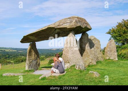 Rhonddatal Ifan Grabkammer, Nevern, Pembrokeshire Coast National Park, Pembrokeshire, Wales, Vereinigtes Königreich Stockfoto