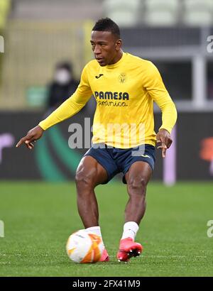 Pervis Estupinan von Villarreal während einer Trainingseinheit vor dem Finale der UEFA Europa League im Danziger Stadion in Polen. Bilddatum: Dienstag, 25. Mai 2021. Stockfoto