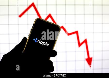 Barcelona, Katalonien, Spanien. Mai 2021. In dieser Abbildung ist ein Ripple Kryptowährung Logo auf einem Smartphone-Bildschirm zu sehen. Quelle: Thiago Prudencio/DAX/ZUMA Wire/Alamy Live News Stockfoto