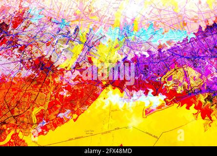 Farbenfrohe abstrakte Muster mit Linien Stockfoto