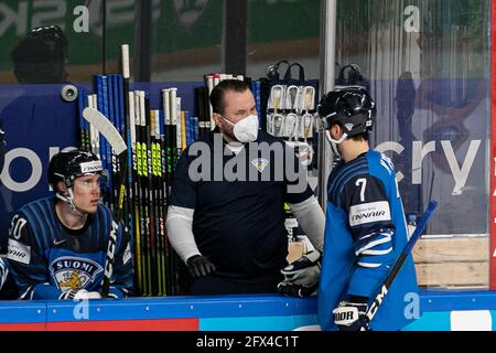 Arena Riga, Riga, Lettland, 25. Mai 2021, Team Finnland Bank während der Weltmeisterschaft 2021 - Finnland vs Norwegen, Eishockey - Foto Andrea Re / LM Stockfoto