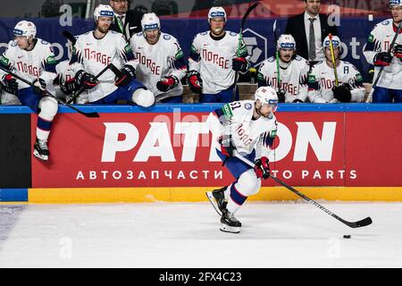 Arena Riga, Riga, Lettland, 25. Mai 2021, Team Norway Bench während der Weltmeisterschaft 2021 - Finnland gegen Norwegen, Eishockey - Foto Andrea Re / LM Stockfoto