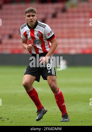 Sheffield, England, 24. Mai 2021. Harrison Neal von Sheffield United während des Spiels der Professional Development League in der Bramall Lane, Sheffield. Bildnachweis sollte lauten: Simon Bellis/ Sportimage Stockfoto