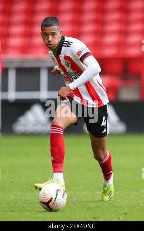 Sheffield, England, 24. Mai 2021. Kyron Gordon von Sheffield United beim Spiel der Professional Development League in der Bramall Lane, Sheffield. Bildnachweis sollte lauten: Simon Bellis/ Sportimage Stockfoto