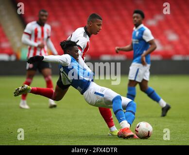 Sheffield, England, 24. Mai 2021. Kyron Gordon von Sheffield United beim Spiel der Professional Development League in der Bramall Lane, Sheffield. Bildnachweis sollte lauten: Simon Bellis/ Sportimage Stockfoto