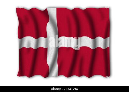 Dänemark 3D Rendering Flagge der Welt zu studieren Stockfoto