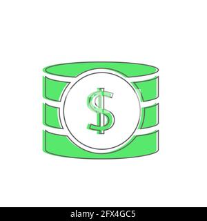 Big-Money-Konzept. Hunderte von Dollar. Grüne Münzen mit Dollarzeichen. Geld sparen, Geld sparen, Krise, Investitionen Stock Vektor
