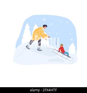 Flache Cartoon-Figuren in der Wintersaison Vektor Illustration Konzept Stock Vektor