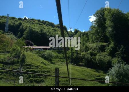 Kabinenbahn Stresa-Mottarone / Incidente Funivia Stresa-Mottarone. Lago Maggiore, Italien Stockfoto