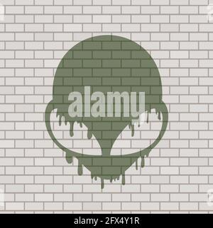 Alien Gesicht Illustration in Backstein Wand Stock Vektor