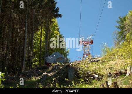 Kabinenbahn Stresa-Mottarone / Incidente Funivia Stresa-Mottarone. Lago Maggiore, Italien Stockfoto