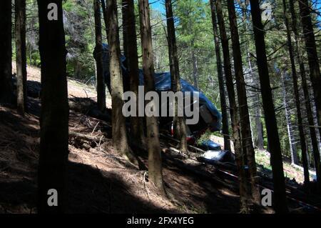 Kabinenbahn Stresa-Mottarone / Incidente Funivia Stresa-Mottarone. Lago Maggiore, Italien Stockfoto