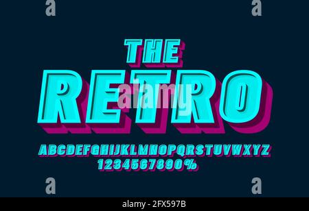 Retro Schriftsatz Sammlung, Buchstaben und Zahlen Symbol. Vektorgrafik Stock Vektor