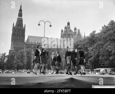 Folkloristische Tanzparty in Den Bosch, Schotten tanzen, 10. August 1959, Niederlande, 20. Jahrhundert Presseagentur Foto, Nachrichten zu erinnern, Dokumentarfilm, historische Fotografie 1945-1990, visuelle Geschichten, Menschliche Geschichte des zwanzigsten Jahrhunderts, Momente in der Zeit festzuhalten Stockfoto