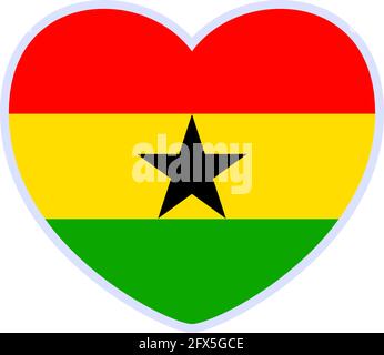 ghana Flagge in Form eines Herzens. Symbol flaches Herz Symbol der Liebe auf der Hintergrund-Nationalflagge. Vektorgrafik. Stock Vektor