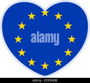flagge der europäischen Union in Herzensform. Symbol flaches Herz Symbol der Liebe auf der Hintergrund-Nationalflagge. Vektorgrafik. Stock Vektor
