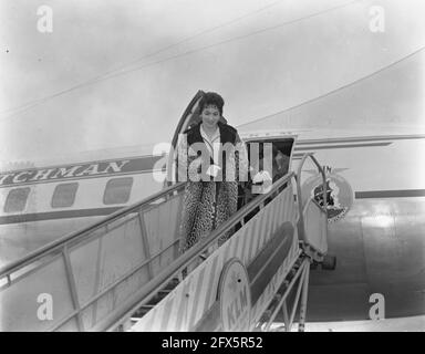 Gina Lolobrigida in Amsterdam, Ankunft, 21. Oktober 1955, ANKUNFT, Niederlande, 20. Jahrhundert Presseagentur Foto, Nachrichten zu erinnern, Dokumentarfilm, historische Fotografie 1945-1990, visuelle Geschichten, Menschliche Geschichte des zwanzigsten Jahrhunderts, Momente in der Zeit festzuhalten Stockfoto